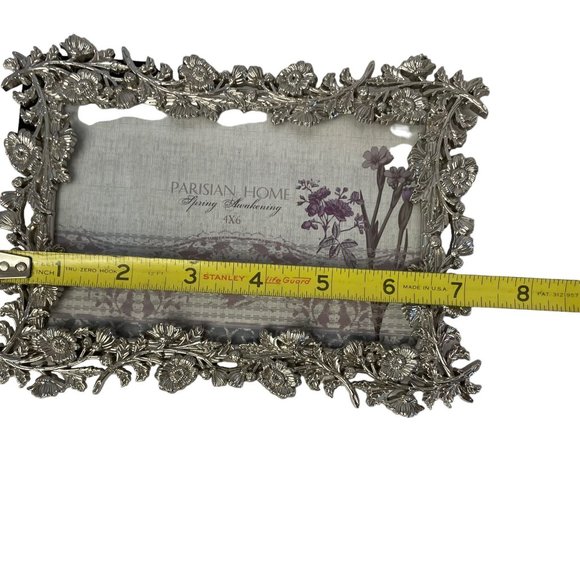 PARISIAN HOME Spring Awakening Filigree Floral Metal Picture Frame Standing 4x6 - Picture 3 of 14